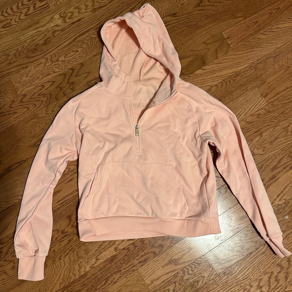 Women's Peach Half-Zip Hoodie Sweatshirt